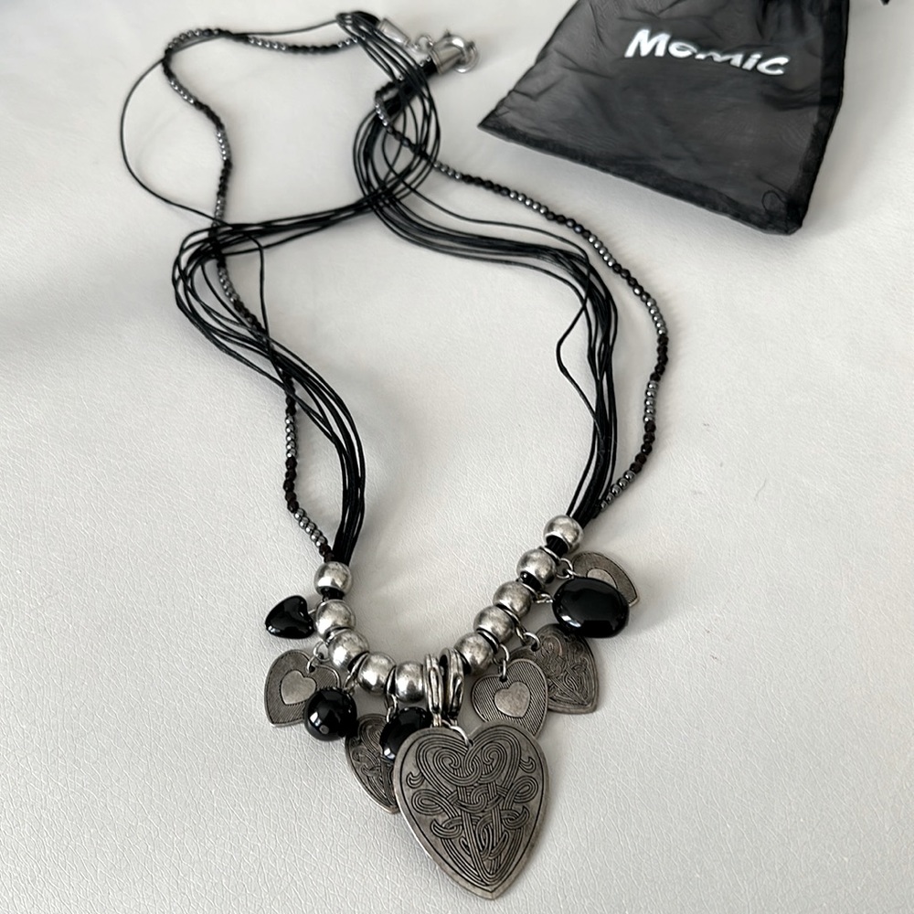Memic statement necklace with heart charms🤍 ideal for Valentines 💝